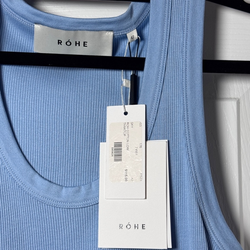 Rohe Light Blue Ribbed Tank Top - Picture 3 of 7